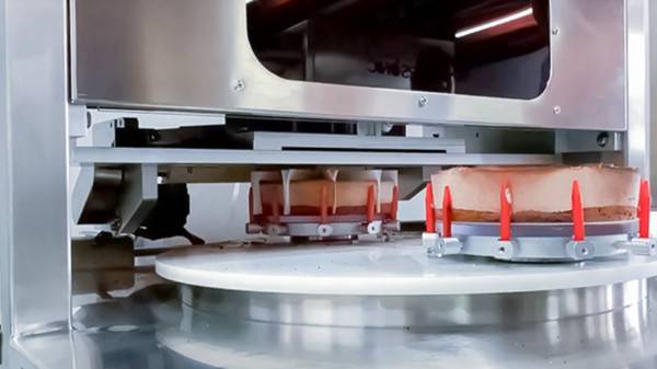 全自动圆形蛋糕切片机 - 蛋糕插纸机 - 驰飞超声波切割机